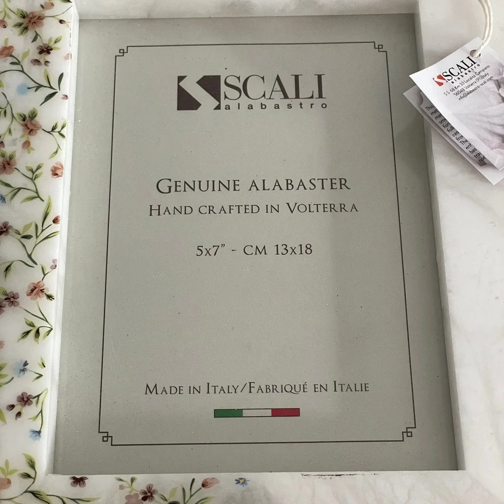 Scali Alabastro 5x7 Genuine Alabaster Frame Floral Italian‎ Handcrafted NEW